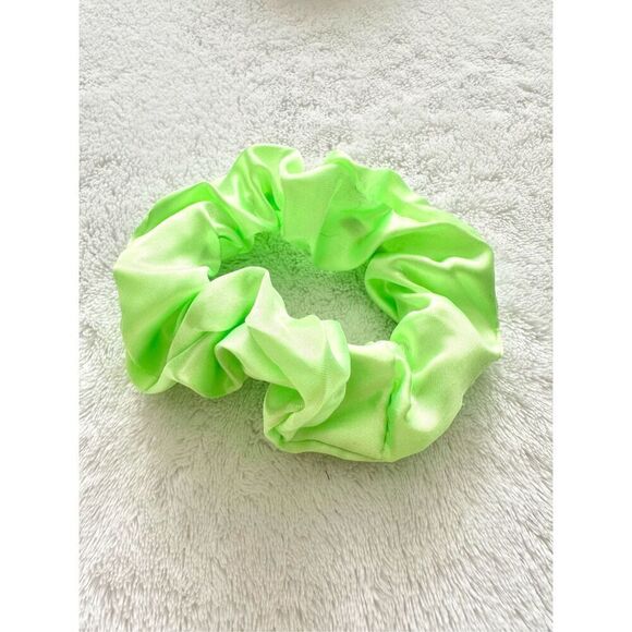 Neon green color satin hair scrunchie - Picture 1 of 1